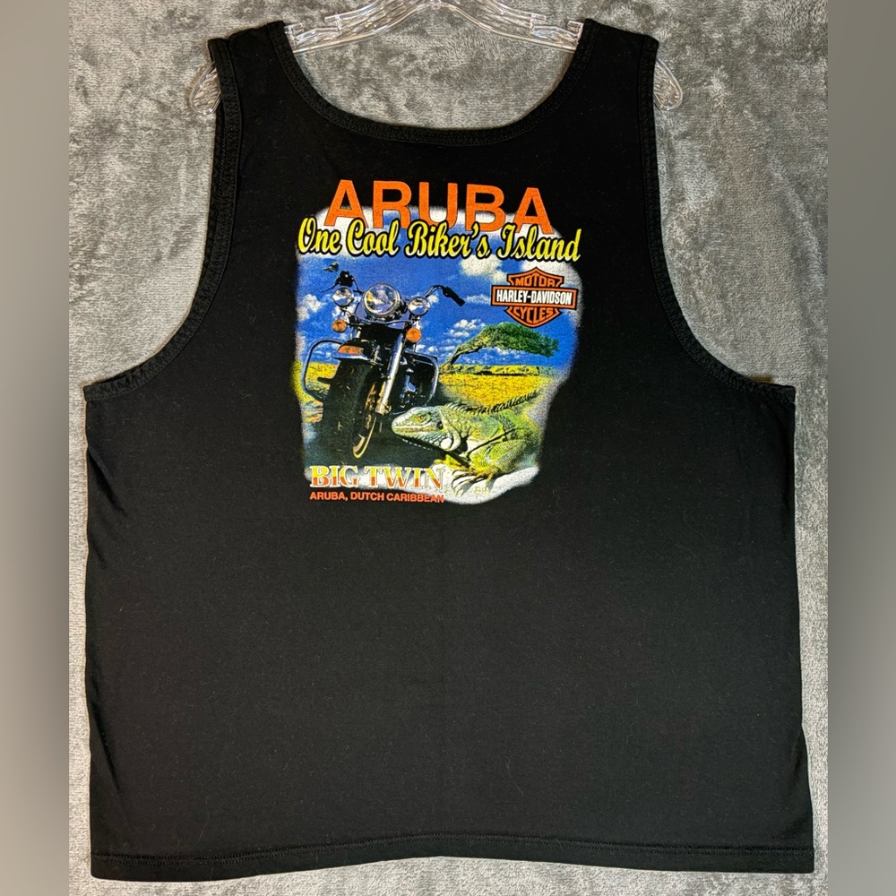 Vintage 90s Harley Davidson tank‎ top Silver Eagle Aruba Dutch Caribbean Size  L - Picture 3 of 7